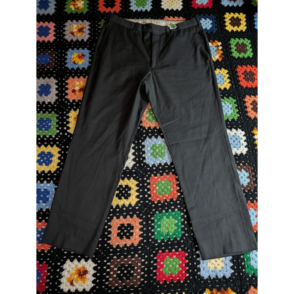 JB Britches Wool Black Gray Checkered Dress Pants‎ 36x30 Italy Business Careers